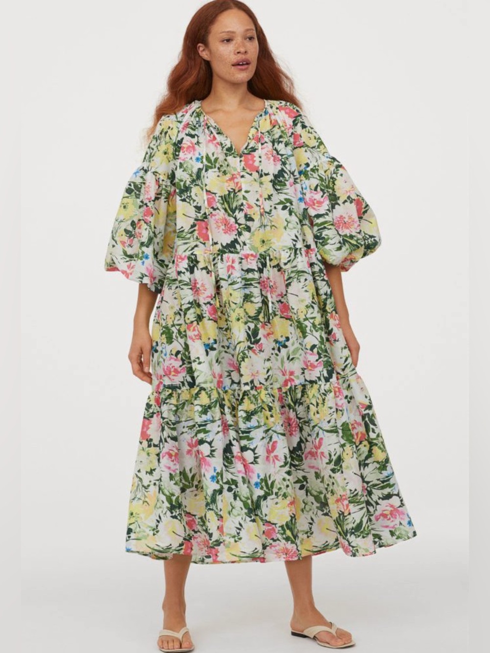 H&M Trend Conscious White Bloom Floral Oversized Maxi Dress
